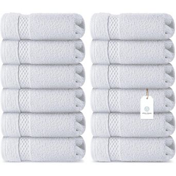White Classic Luxury 100% Cotton Washcloths Set of 12 - 13x13"