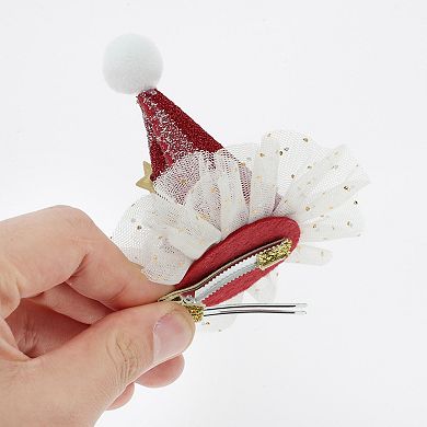 Christmas Hair Clips Star Stripes for Christmas 3.74"x3.54" Red White 1 Pc