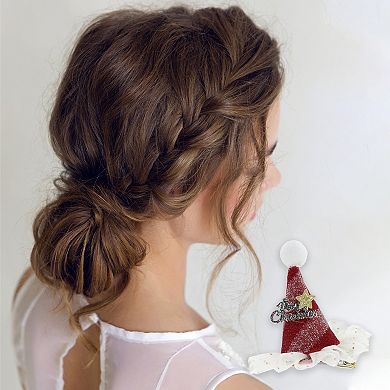 Christmas Hair Clips Star Stripes for Christmas 3.74"x3.54" Red White 1 Pc