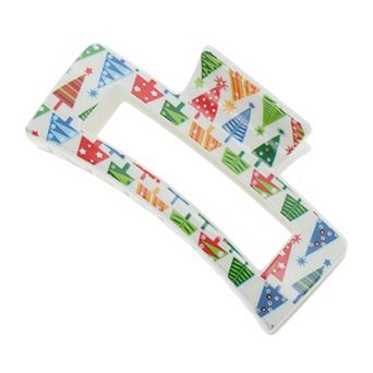 Square Christmas Tree Hair Clips for Christmas 3.35"x1.77"x1.57" White 1 pc