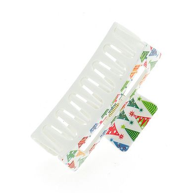 Square Christmas Tree Hair Clips for Christmas 3.35"x1.77"x1.57" White 1 Pc