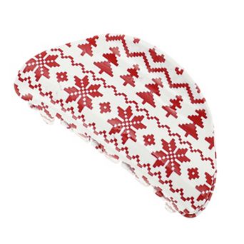 Semicircle Snowflake Tree Hair Clips for Christmas 3.35"x1.77"x1.42" Red White