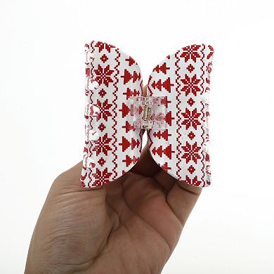 Semicircle Snowflake Tree Hair Clips for Christmas 3.35"x1.77"x1.42" Red White