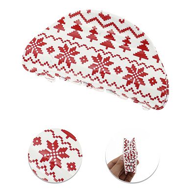 Semicircle Snowflake Tree Hair Clips for Christmas 3.35"x1.77"x1.42" Red White