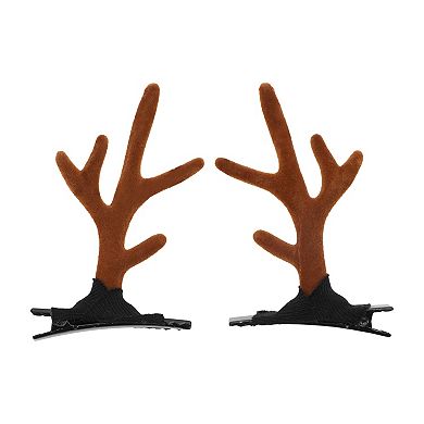 Christmas Hair Clips Antlers for Christmas 2.95"x1.77" Brown 1 Pair
