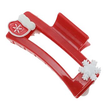 Square Gloves Snowflakes Hair Clips for Christmas 3.35"x1.77"x1.57" Red 1 pc