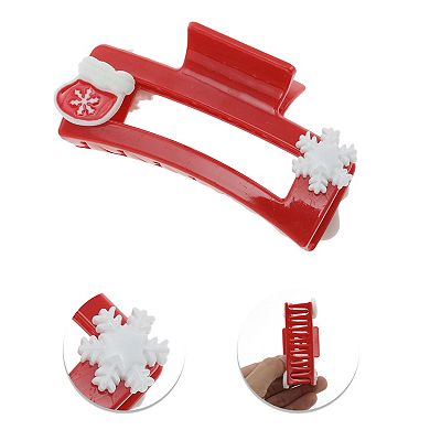 Square Gloves Snowflakes Hair Clips for Christmas 3.35"x1.77"x1.57" Red 1 Pc