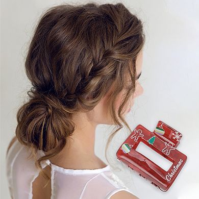 Christmas Gingerbread Man Hair Clips for Christmas 1.97"x1.77"x1.77" Red 1 Pc