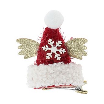 Christmas Hair Clips Snowflake Wings for Christmas 3.54"x2.36" Red White 1 pc