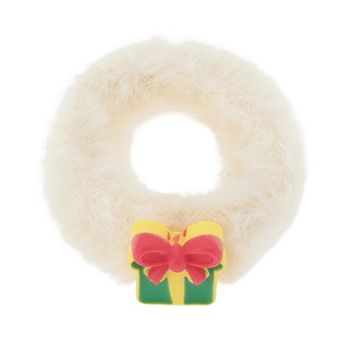 Christmas Hair Ties Gift Box Plush for Christmas Beige 1 pc