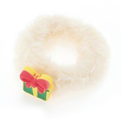 Christmas Hair Ties Gift Box Plush for Christmas Beige 1 Pc