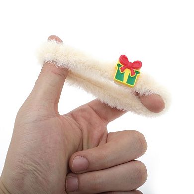 Christmas Hair Ties Gift Box Plush for Christmas Beige 1 Pc