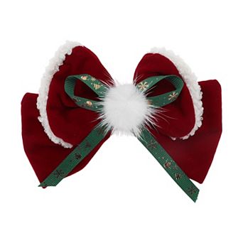Christmas Hair Clips Sable Bow for Christmas 5.51"x4.33" Red White 1 pc