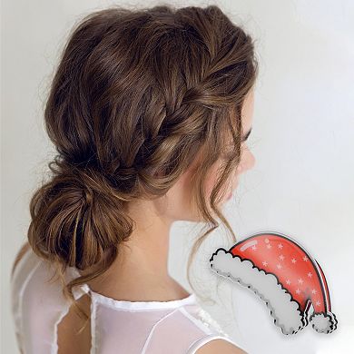 Christmas Hat Hair Clips for Christmas 2.95"x1.57"x1.69" Red White 1 Pc