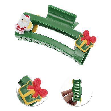 Square Old Man Gift Box Hair Clips for Christmas 3.35"x1.77"x1.57" Green 1 Pc