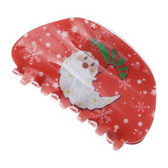 Christmas Hat Semicircle Hair Clips for Christmas 3.35"x1.77"x1.77" Red White