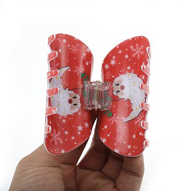 Christmas Hat Semicircle Hair Clips for Christmas 3.35"x1.77"x1.77" Red White