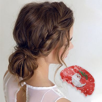 Christmas Hat Semicircle Hair Clips for Christmas 3.35"x1.77"x1.77" Red White