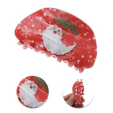 Christmas Hat Semicircle Hair Clips for Christmas 3.35"x1.77"x1.77" Red White