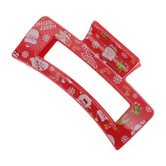 Square Santa Claus Hair Clips for Christmas 3.35"x1.77"x1.57" Red 1 pc