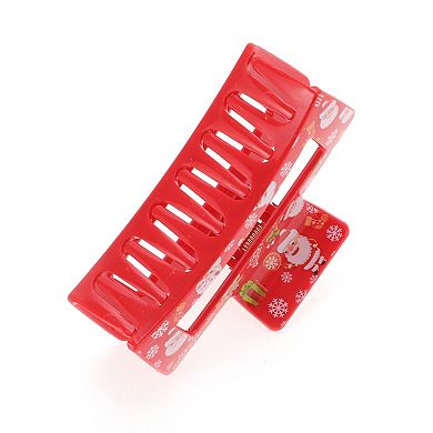 Square Santa Claus Hair Clips for Christmas 3.35"x1.77"x1.57" Red 1 Pc