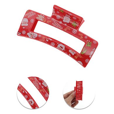 Square Santa Claus Hair Clips for Christmas 3.35"x1.77"x1.57" Red 1 Pc