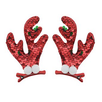 Christmas Double Antlers Hair Clips for Christmas 1.97"x0.79"x4.33" 1 Pair