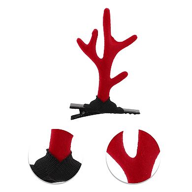 Christmas Hair Clips Antlers for Christmas 2.95"x1.77" Red 1 Pair
