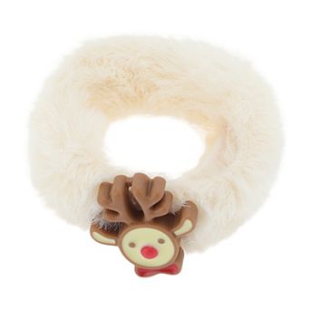 Christmas Hair Ties Plush Elk for Christmas Beige 1 pc