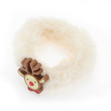 Christmas Hair Ties Plush Elk for Christmas Beige 1 Pc