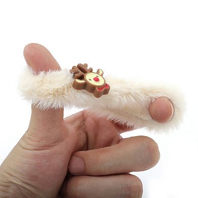 Christmas Hair Ties Plush Elk for Christmas Beige 1 Pc