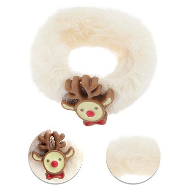 Christmas Hair Ties Plush Elk for Christmas Beige 1 Pc