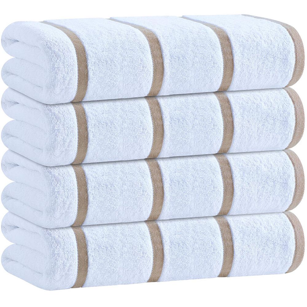 White Classic 100% Cotton Rainbow Striped Oversized Beach Towels