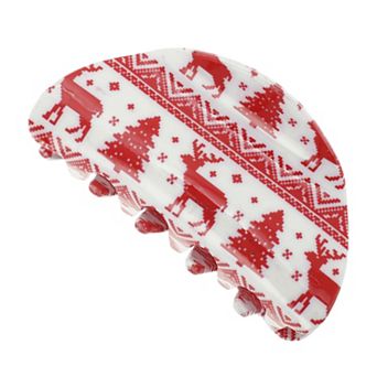 Semicircle Elk Tree Hair Clips for Christmas 3.35"x1.77"x1.42" Red White 1 pc
