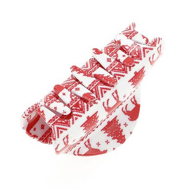 Semicircle Elk Tree Hair Clips for Christmas 3.35"x1.77"x1.42" Red White 1 Pc