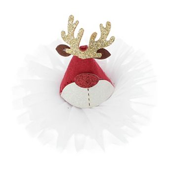 Christmas Hair Clips Red Nose Elk for Christmas 3.54"x3.15" Red White 1 pc