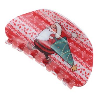 Semicircle Elder Hair Clips for Christmas 3.35"x1.77"x1.77" Red Green 1 pc