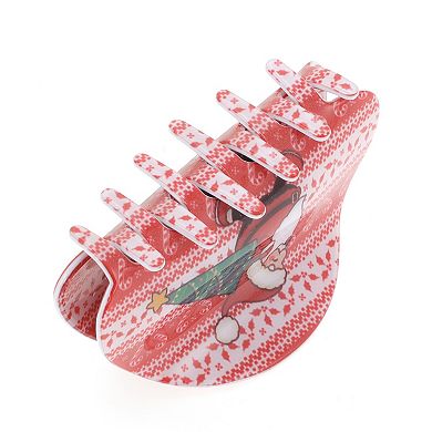 Semicircle Elder Hair Clips for Christmas 3.35"x1.77"x1.77" Red Green 1 Pc