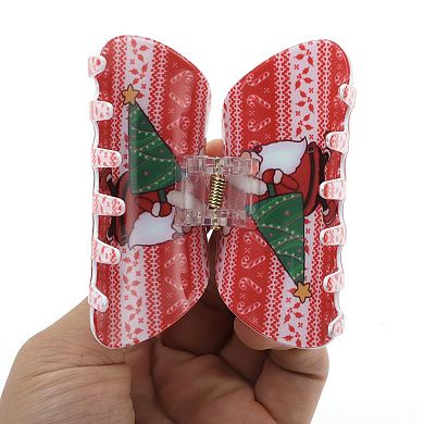 Semicircle Elder Hair Clips for Christmas 3.35"x1.77"x1.77" Red Green 1 Pc