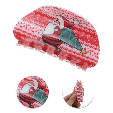 Semicircle Elder Hair Clips for Christmas 3.35"x1.77"x1.77" Red Green 1 Pc