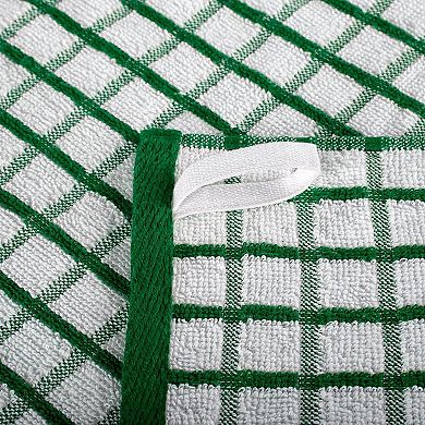 White Classic 100% Cotton Checkered Design Kitchen Towel Set of 12 - 12x12"