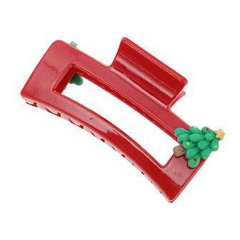 Square Christmas Tree Hair Clips for Christmas 3.35"x1.77"x1.57" Red 1 pc