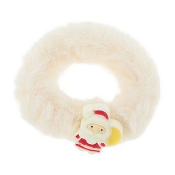 Christmas Hair Ties Plush Santa Claus for Christmas Beige 1 pc