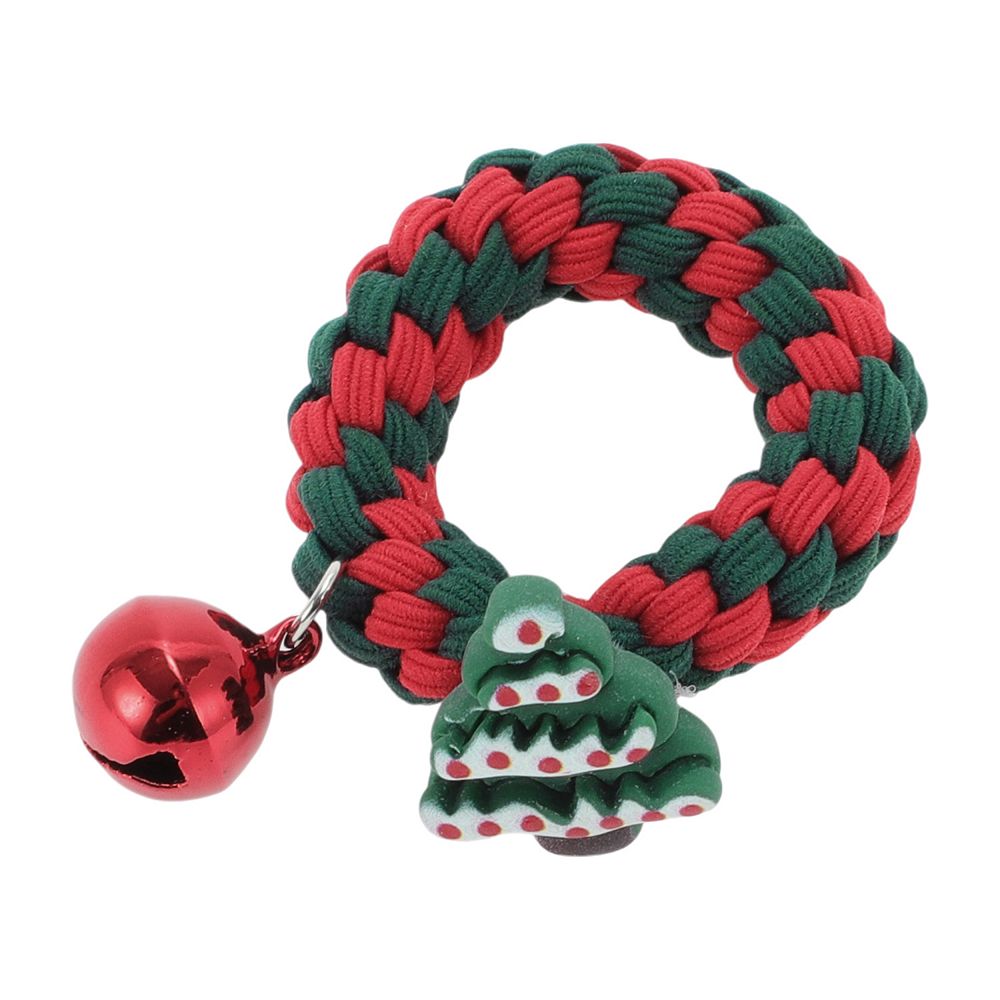 Christmas Hair Rope Fishbone Pine Bell for Christmas Red Green 1 Pc
