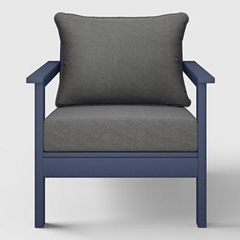 Outdoor Modern HDPE Patio Club Chair with Deep Seat Cushions