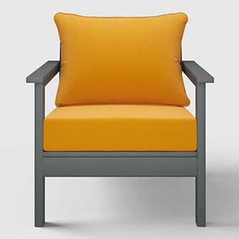 Outdoor Modern HDPE Patio Club Chair with Deep Seat Cushions