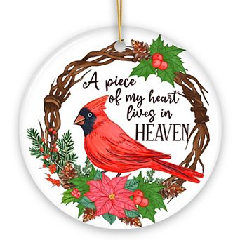 A Piece of My Heart Lives in Heaven Ornament, Cardinal Memorial Gift and Christmas Decoration