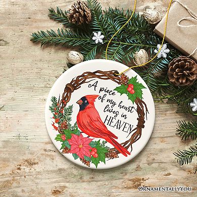 A Piece of My Heart Lives in Heaven Ornament, Cardinal Memorial Gift and Christmas Decoration