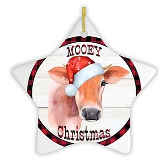 Mooey Christmas Cattle Star Cow Ornament