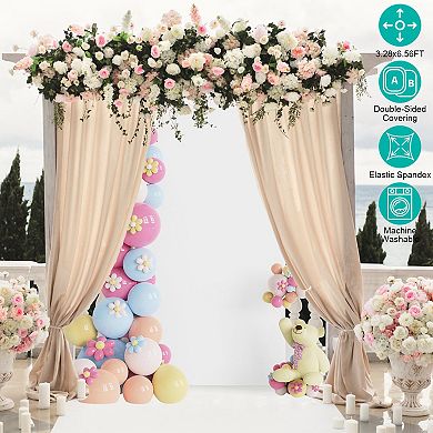 3.28x6.56FT White Spandex Wedding Arch Cover Elastic Double-Sided Backdrop